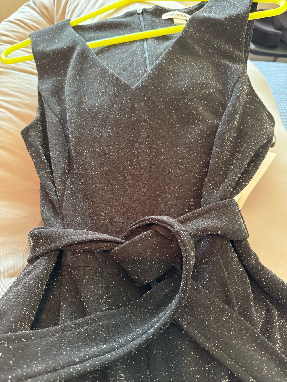 NWT Calvin Klein Shimmering Black Formal  V-Neck Sleeveless Jumpsuit - (Size 4) - Picture 12 of 14